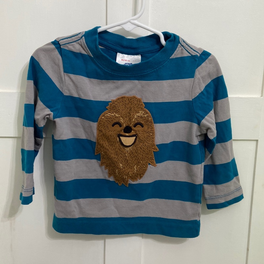 Hanna Andersson Star Wars Chewy Chewbacca Striped Long Sleeve T-Shirt Unisex 2T